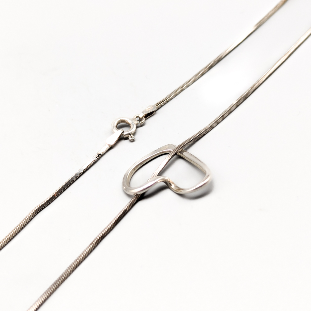 43.5cm Knivslipad Ormlänk i Silver med Hänge Hjärta S925 5.73g - Bild 2