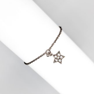 16.5cm Ankarlänk i Silver med Stjärna med Vita Stenar S925 1.67g