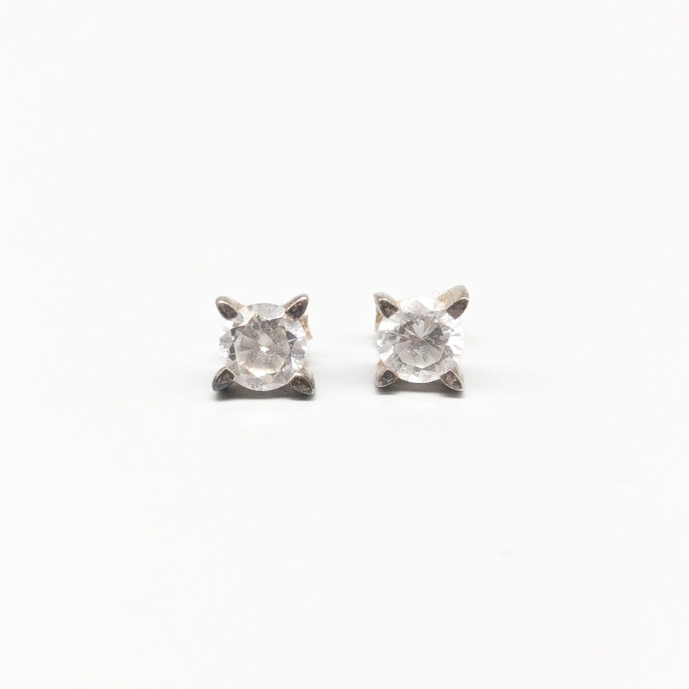Örhängen i Silver med Vita Stenar S925 1.94g 7mm