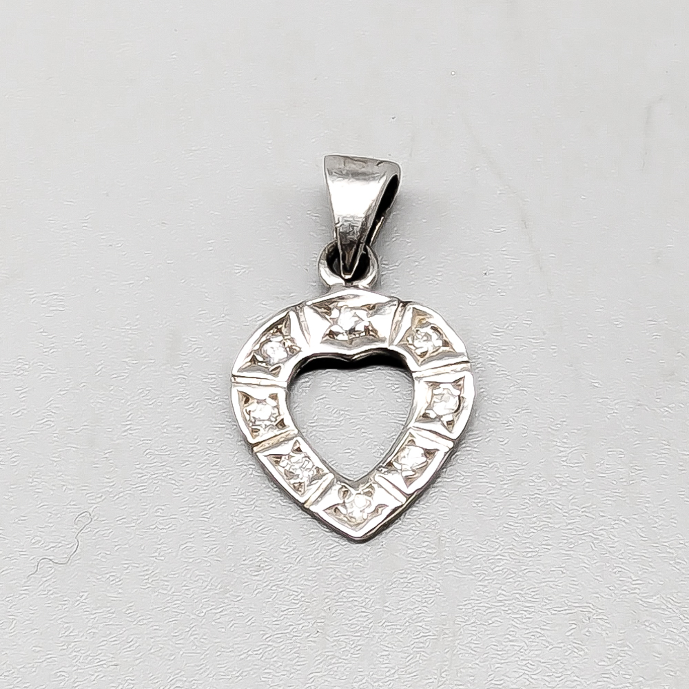 Hänge i Silver Hjärta med Vita Stenar S925 0.86g 15mm
