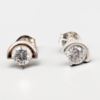 Örhängen i Silver med Vita Stenar S830 1.43g 7mm