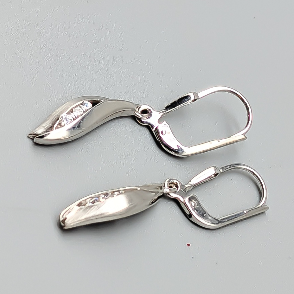 Örhängen i Silver med Vita Stenar S925 2.11g 31mm - Bild 2