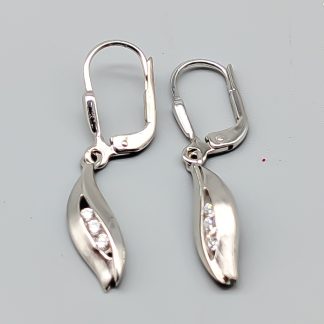 Örhängen i Silver med Vita Stenar S925 2.11g 31mm