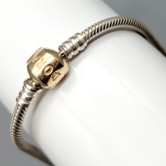 18.5cm Pandora Ormlänk i Silver med Guldlås S925 14.71g