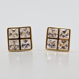 Örhängen i Guld med Vita Stenar 18K 1.47g 9mm