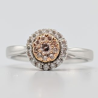 Diamantring i Flerfärgat Guld med Vita och Bruna Diamanter 18K 3.72g 16.5mm
