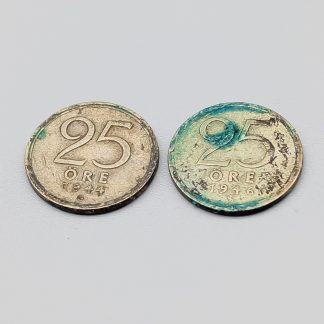 2 st 25 öre Sverige 1944-1946 S400 4.64g 17mm