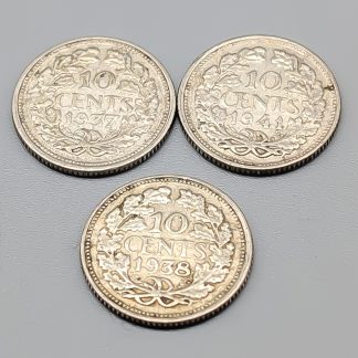 3 st 10 cents Nederländerna 1937-1941 S600 4.18g 15mm