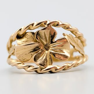 Ring i Guld Blomma 18K 3.12g 17.25mm