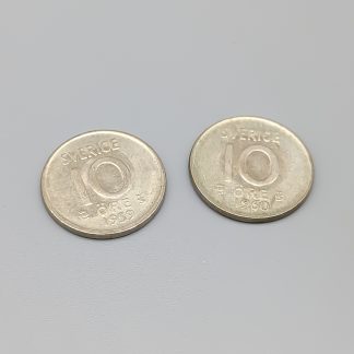 2 st 10 öre Sverige 1959-1960 S400 2.84g 15mm