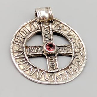 Hänge i Silver med Röd Sten S925 3.93g 29mm
