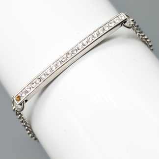 19.5cm Ärtlänk i Silver med Vita Stenar S925 4.25g