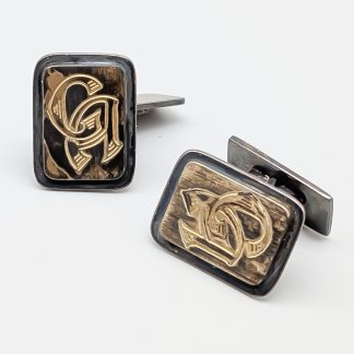 Manschettknappar i Silver med Gröna Stenar S830 14.02g 25mm