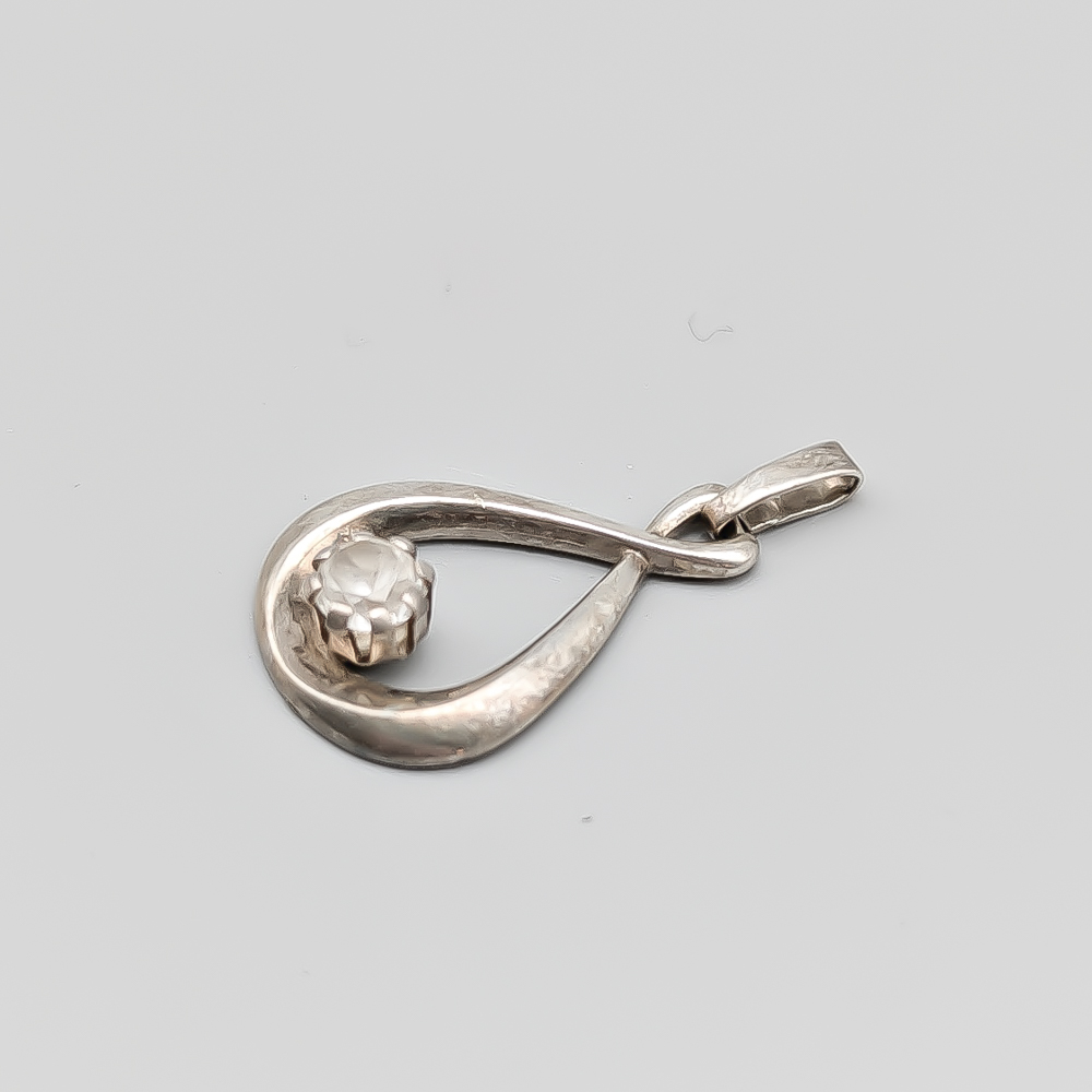 Hänge i Silver med Vit Sten S925 1.76g 23mm