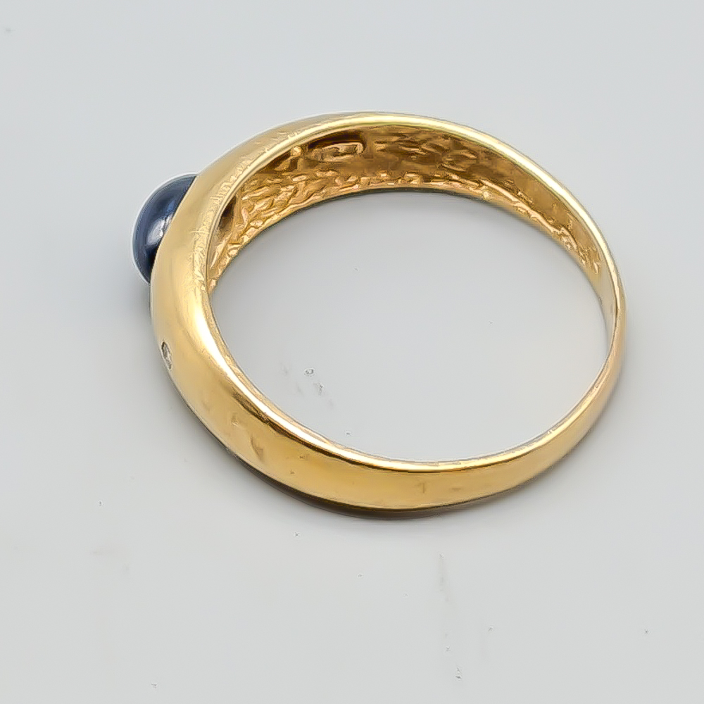 Ring i Guld med Safir och Diamanter 18K 2.59g 17.25mm - Bild 2