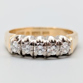 Femstensring i Flerfärgat Guld med Diamanter-2