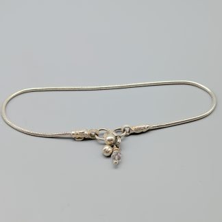 Ormlänk i Silver med Vita Stenar S830 12.45g 28cm