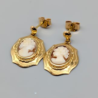Örhängen i Guld med Kaméer 18K 2.65g 23mm