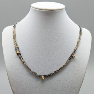 48cm Ankarlänk i Silver med Detaljer i Guld S925 13.57g