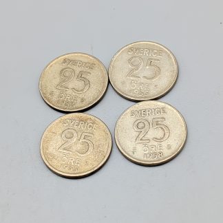 4 st 25 öre Sverige 1952-61 S400 9.1g 17mm