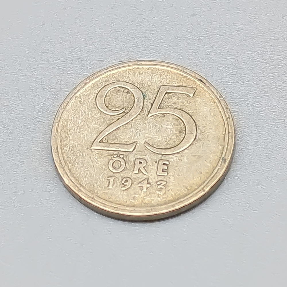 25 öre Sverige 1943 - 1950 S400 2.32g 17mm