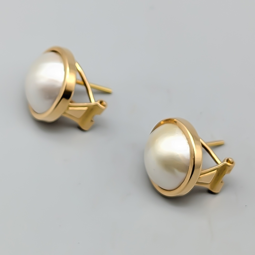 Örhängen i Guld med Mabé-pärlor 18K 4.03g 14mm - Bild 2