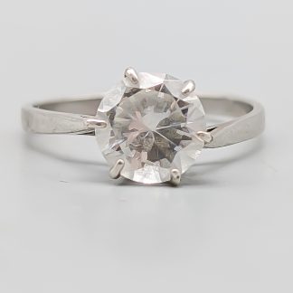 Solitärring i Silver med Vit Sten S925 2.1g 17.5mm