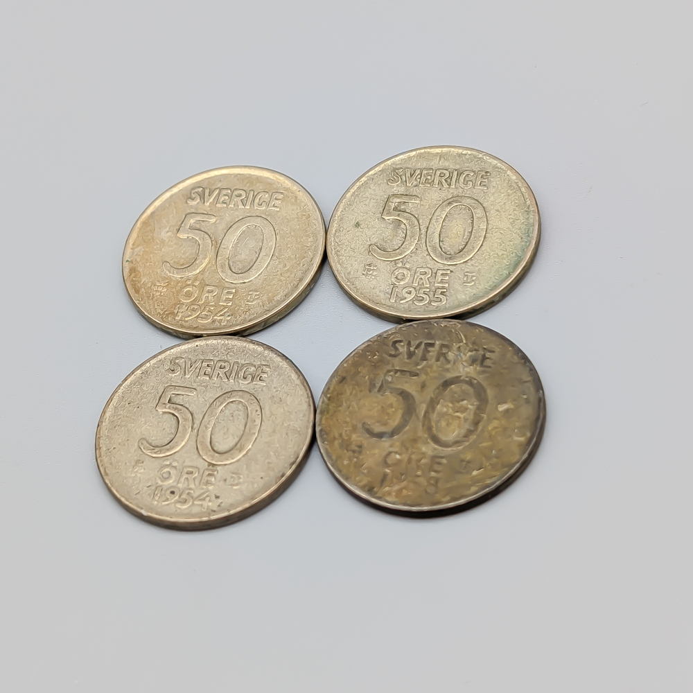 4 st 50 öre Sverige 1952-1961 S400 19.2g 22mm