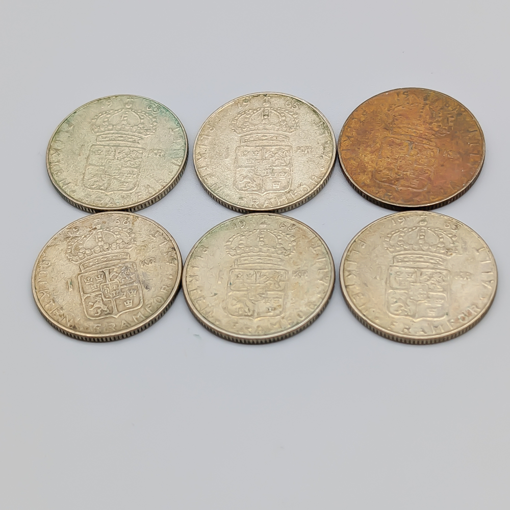 6 st 1 kr Sverige 1952-1968 S400 42g 25mm