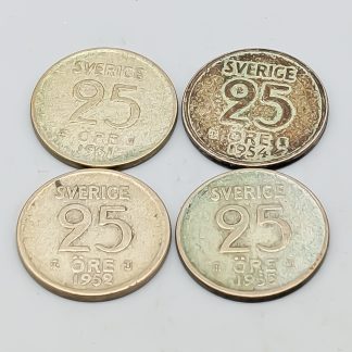 4 st 25 öre Sverige 1952-1961 S400 9.28g 17mm