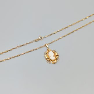 50cm Singaporelänk i Guld med Hänge med Kamé 18K 5.49g