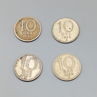 4 st 10 öre Sverige 1942 - 1950 S400 5.8g 15mm