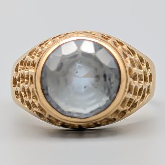 Klackring i Guld med Blå Sten 18K 4.48g 18.75mm