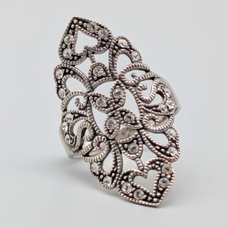 Ring i Silver med Vita Stenar S925 3.97g 17.75mm