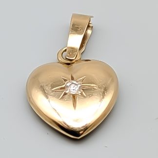 Hänge i Guld Hjärta med Vit Sten 18K 1.35g 12mm