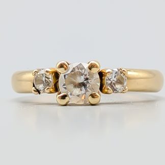 Trestensring i Guld med Vita Stenar 18K 1.13g 17mm