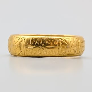 Mönstrad ring i Guld 23K 5.46g 18mm