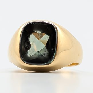 Klackring i Guld med Grön Sten 18K 9.99g 21mm