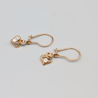 Örhängen i Guld Hjärtan med Vita Stenar 14K 0.6g 23mm