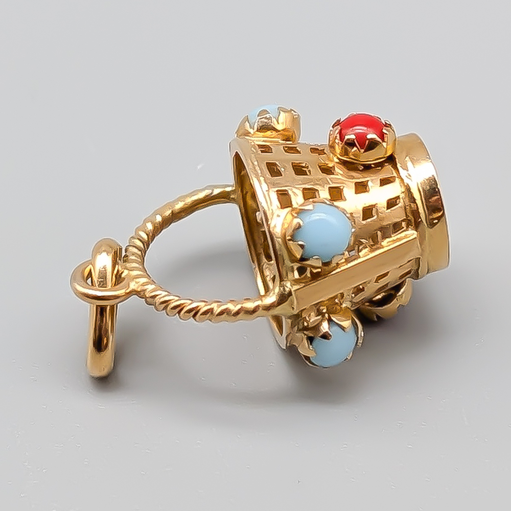 Hänge i Guld Korg med Stenar 18K 3.36g 18mm - Bild 2