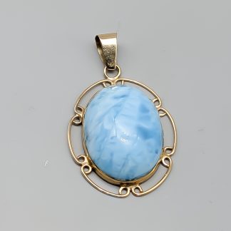 Hänge i Guld med Larimar 14K 5.55g 28mm