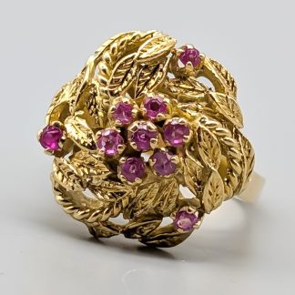 Ring i Guld med Rosa Stenar 18K 9.05g 18.75mm