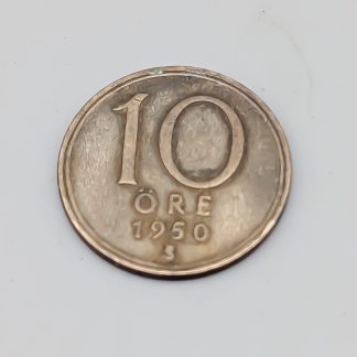 1 st 10 öre Sverige 1942 - 1950 S400 1.45g 15mm