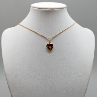 43cm Pansarlänk i Guld med Hänge Hjärta med Vit Sten 18K 5.26g
