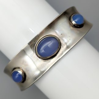 17.5cm Stelt armband i Silver med Blå Stenar S925 22.27g