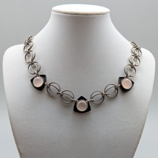 44.5cm Halsband i Silver med Rosenkvarts S830 22.66g