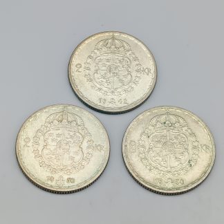 3 st 2 kr Sverige 1942 - 1950 S400 42g 31mm