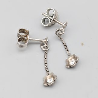 Örhängen i Silver med Vita Stenar S925 0.9g 20mm