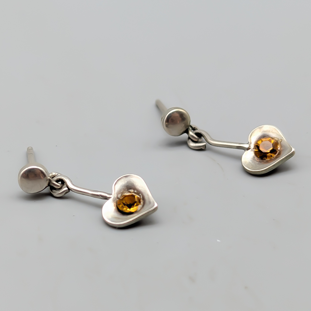 Örhängen i Silver med Orange Stenar S830 1.52g 22mm - Bild 2