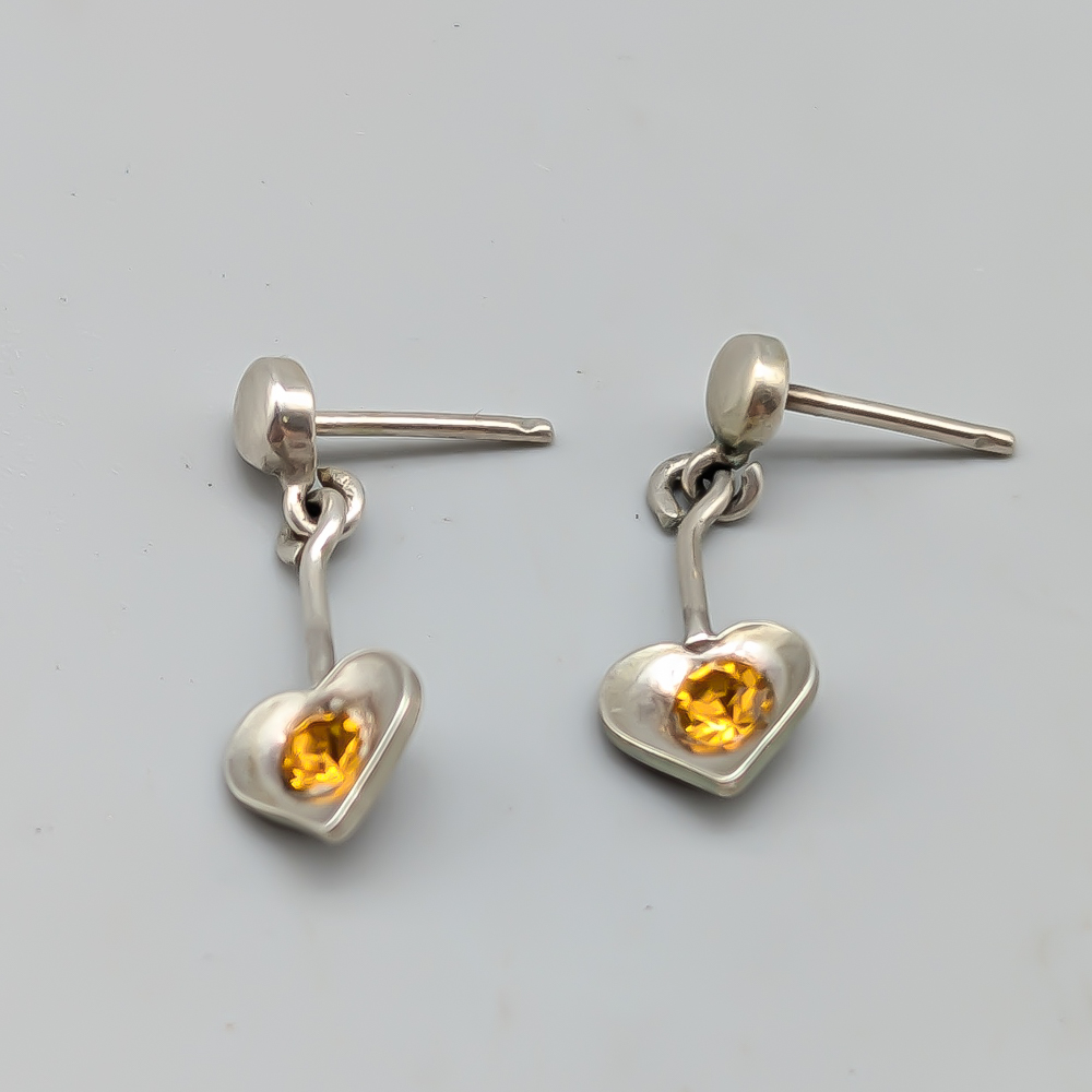 Örhängen i Silver med Orange Stenar S830 1.52g 22mm
